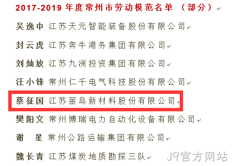 点赞--J9官方网站荣获“江苏省五一劳动奖”